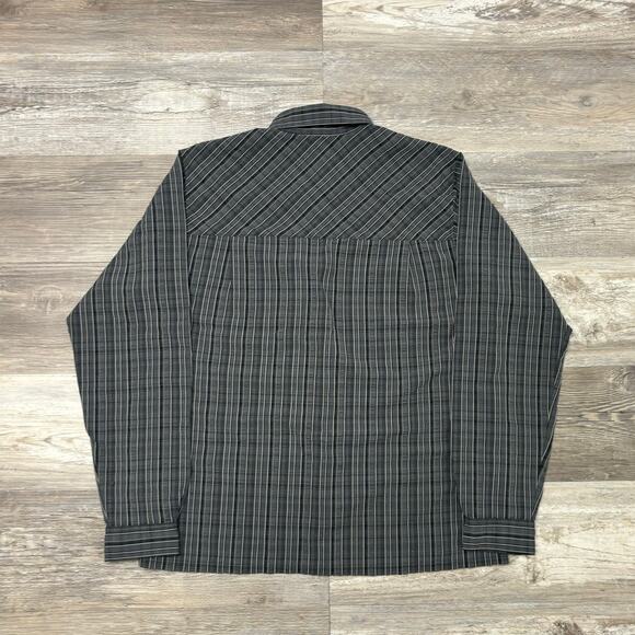 Blackhawk Gray Black Mens Medium Button Up Long Sleeve Stripes Techwear Shirt - Picture 3 of 8